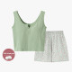 Summer Pajamas Two Piece Vest and Shorts Casual Set Sleeveless With Chest Pad Lounge Wear Sleepwear for Women