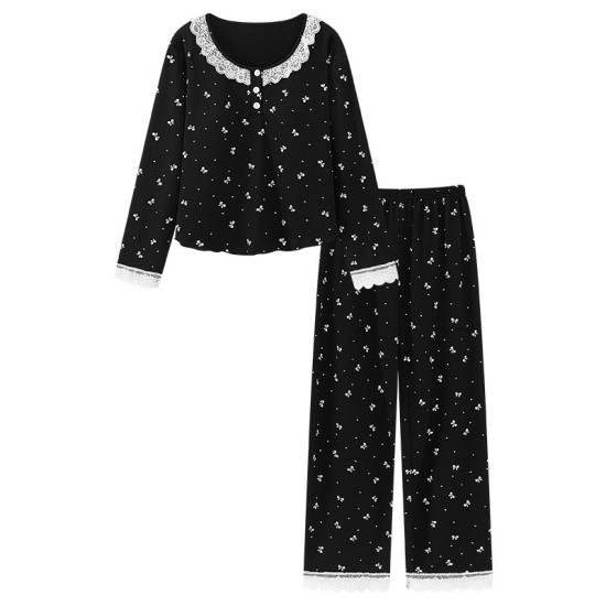 بيجامات قطنية مصممة خصيصًا للنساء طقم بيجامات ناعمة للارتداء المنزلي ملابس نوم نسائية طقم بيجامات من قطعتين