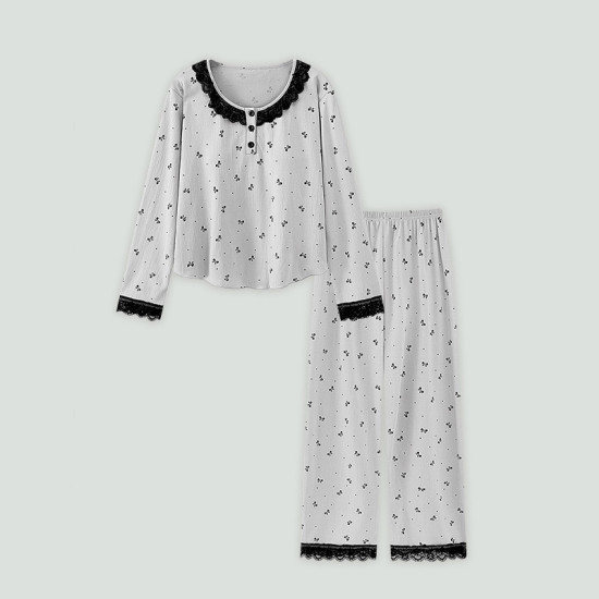 بيجامات قطنية مصممة خصيصًا للنساء طقم بيجامات ناعمة للارتداء المنزلي ملابس نوم نسائية طقم بيجامات من قطعتين