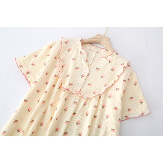 Organic 100% Cotton Pajamas for Women Knitted Sleepwear Women's Sleepwear Dress Nightdress for Home