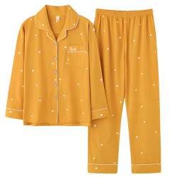 بيجامات نسائية قطنية 100% على الطراز الكوري بأكمام طويلة ملابس منزلية مناسبة لفصلي الخريف والصيف أطقم خفيفة يمكن ارتداؤها