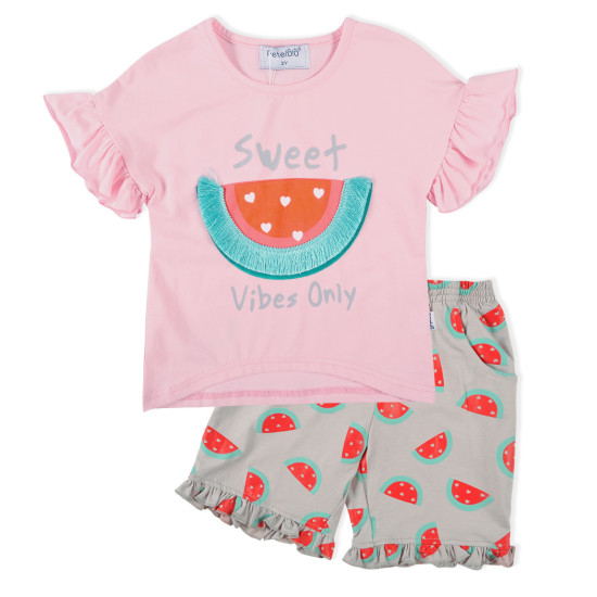 طقم ملابس بناتي مكون من قطعتين ملابس أطفال تيشيرتات للبنات متجر ملابس أطفال