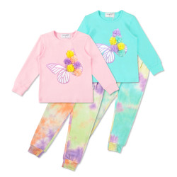 Hot Sale Kids Girl Tie Dye Clothing Set Cotton Fabric Children Outfits Kids 2 PCS Pajamas Sets