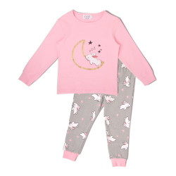 بيجامات نوم ناعمة للأطفال من القطن الخالص ١٠٠٪ بلون بنفسجي فاتح للبنات