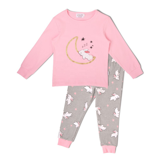 بيجامات نوم ناعمة للأطفال من القطن الخالص ١٠٠٪ بلون بنفسجي فاتح للبنات