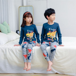 Custom Kids Dinosaur Breathable Long Sleeves Pajama Sets Cotton Baby Boys Sleepwear Set Kids Clothes Set for Boys