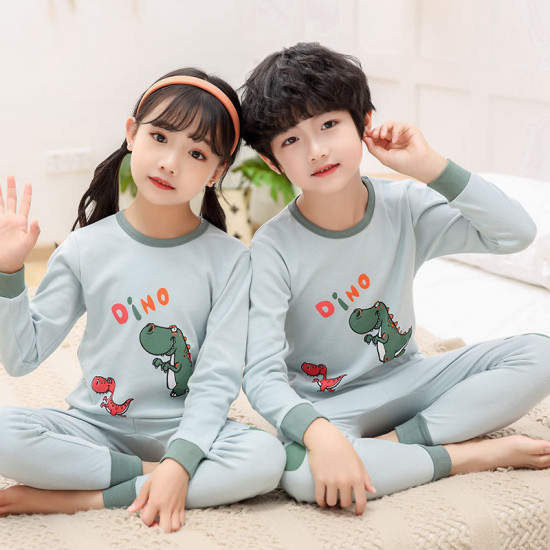 Custom Kids Dinosaur Breathable Long Sleeves Pajama Sets Cotton Baby Boys Sleepwear Set Kids Clothes Set for Boys
