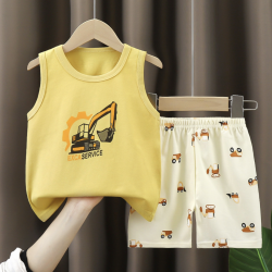 طقم صدرية قطنية صيفية للأطفال تيشرتات جديدة للأولاد والبنات ملابس أطفال