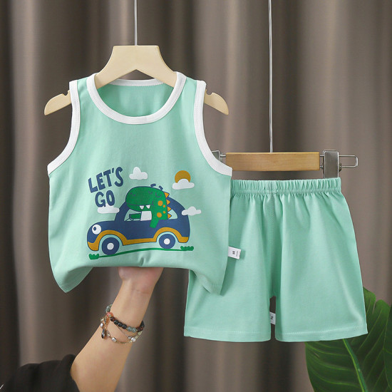 طقم صدرية قطنية صيفية للأطفال تيشرتات جديدة للأولاد والبنات ملابس أطفال