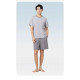 Men's Summer Cool Short Sleeve Pajama Set Lyocell Cotton Spandex Breathable Pocket Knitted Shorts Homewear for Men