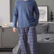Classic Men Pajamas Set Long Sleeve Trousers Sleepwear Men's Pajamas for Home Wear
