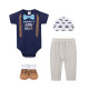 3-Piece Casual Ins Cotton Clothing Set Baby Boys Featuring Short Sleeves Pants Hat Printed Design Button Fashionable