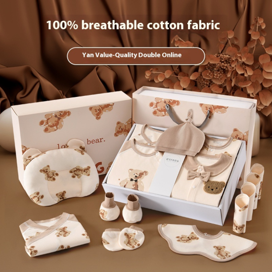 Autumn Winter Casual Baby Clothes Gift Box 100% Cotton Knitted Fabric Newborn Birth Gift Collection