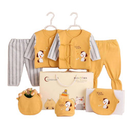 طقم ملابس قطنية للأطفال حديثي الولادة مكون من سبع قطع مصنوع من القطن الممشط