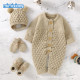 مجموعة خريف وشتاء ملابس أطفال محبوكة من الأكريليك 100% ملابس نوم بأكمام طويلة وأزرار رومبير للأطفال