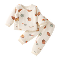 Winter Newborn Clothes 0-3 Cotton Boneless Thickened Casual Eco-Friendly Underwear Baby School Uniform Single Button Closure Set