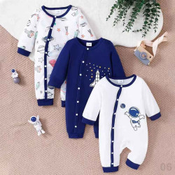  Printed Organic Cotton Baby Romper Set Bamboo Newborn Knitted Bubble Baby Clothes New Born Baby Romper