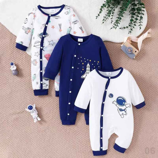 Printed Organic Cotton Baby Romper Set Bamboo Newborn Knitted Bubble Baby Clothes New Born Baby Romper