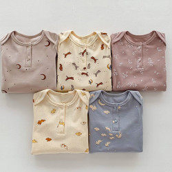 بدلة أطفال عصرية ومريحة بدون أقدام مصنوعة من القطن العضوي عالي الجودة مناسبة لحديثي الولادة