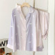 Gradient Color Satin Pajamas for Women Floral Pattern Ice Silk Long-Sleeved Elegant Print for Summer Lounge Wear