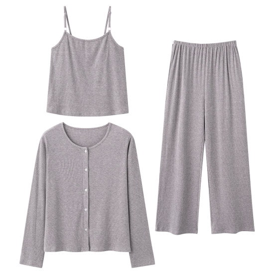 3043 New Coming Long Sleeve Lactation Maternity Clothing Built in Bra Modal Three-Piece Set for Pregnant and Postpartumn