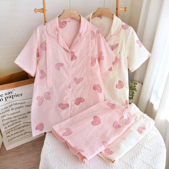 Spring and Summer Cotton Thin Section Pregnant Women Cartoon Printing Home Pajamas