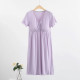 Fashion Summer Breathable Long Maternity Nightgown Short Cross V-Neck Maternity Home Nightgown Pregnancy Clothes