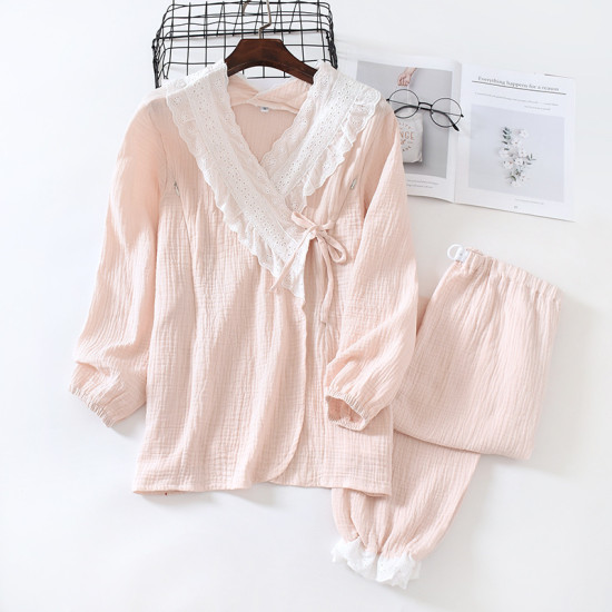 Women 100%cotton Sleepwear Outdoor Long-sleeved Pregnant Women Breast-feeding Home Clothes Pajamas