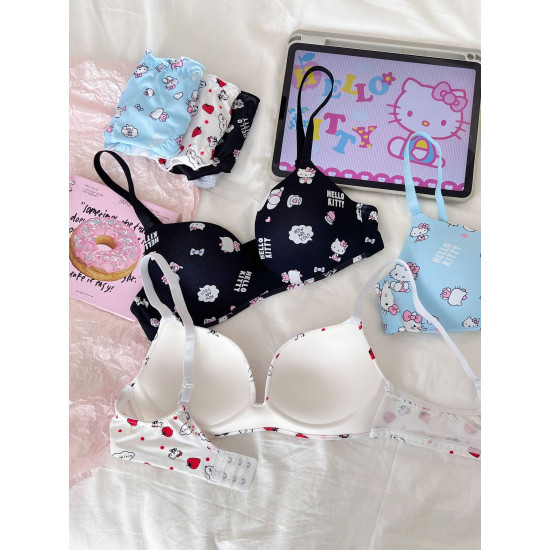 أطقم حمالات صدر وسراويل داخلية بتصميم هيلو كيتي الكرتوني الأكثر مبيعًا، ملابس داخلية نسائية جذابة ومريحة