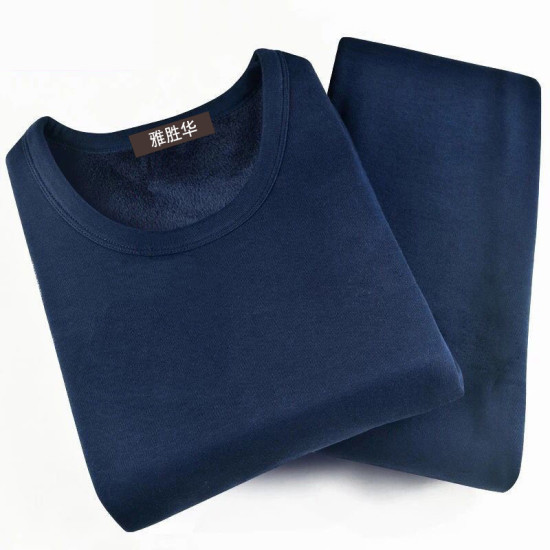 ملابس داخلية حرارية شتوية سوداء للرجال طقم من قطعتين ملابس داخلية حرارية شتوية دافئة للرجال قميص داخلي طويل سادة