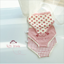 طقم ملابس داخلية للأطفال بتصميم كوري لطيف برسومات كرتونية مكون من 3 قطع من القطن للبنات