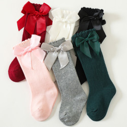  Bulk Warm Knitted Baby Girls Long Crew Socks Cute Winter Christmas Toddler Dress Socks Breathable Bow Design