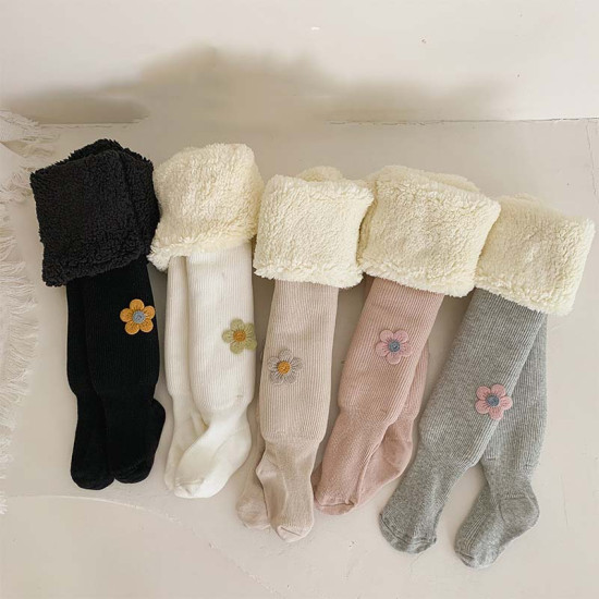Thick Warm Socks Winter Fuzzy Fluffy Cotton Tight Solid Color Thermal Baby Girl Kids Pantyhose