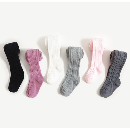 Cotton Cute Girl Stockings Tights Pantyhose Design Ribbed Knit Kids Children Baby Tights