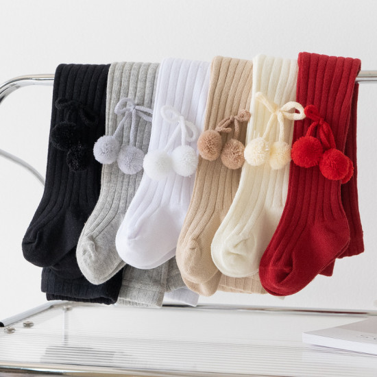 High Quality Cherry Bow Wholesale Pantyhose Bow White Infant Solid Color Newborn Socks Baby Leggings Tights for Girl