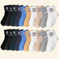 Autumn New Children's Cotton Crew Socks Boys Girls Cartoon Short Socks Large Size Solid Color Socks for Students 