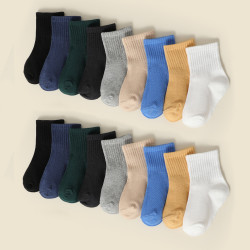 Autumn New Children's Cotton Crew Socks Boys Girls Cartoon Short Socks Large Size Solid Color Socks for Students 