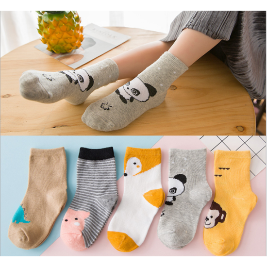 Gril 5 Pair Gift Box Toddler Cartoon 3D Anti Slip Kids Baby Gift Socks