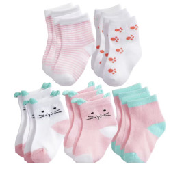 10 Pairs/Set Newborn Baby Girl Socks Cotton Solid Soft Infant Socks for Girls for Spring and Autumn Knitted with High Ankle