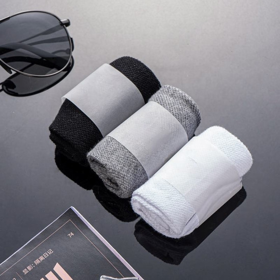 Plain Black White Grey Dress Socks Gift Box Mens Anti Bacterial Cotton Low Cut Socks in a Box
