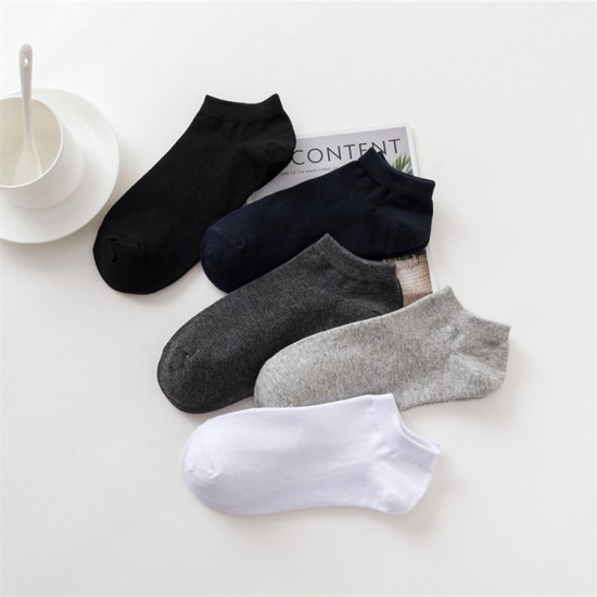 5 Pairs/bag Custom Bulk  Plain Low Cut Ankle Socken,Thick Breathable Mens Plain Socks Grip Sport Cotton Socks