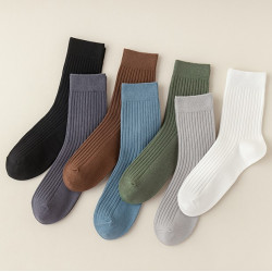New Design Plain Solid Color Business Dress Socks White Black Cotton Crew Men Socks