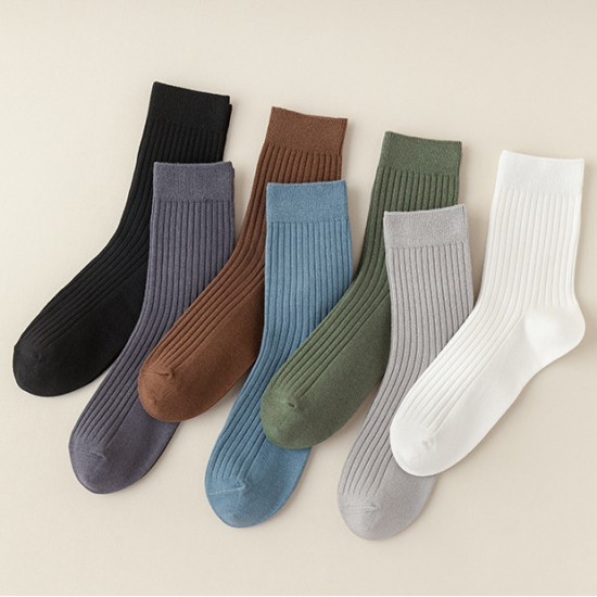 جوارب رجالية جديدة بتصميم سادة بلون أبيض وأسود قطني مناسبة للعمل