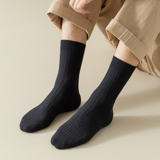 جوارب رجالية جديدة بتصميم سادة بلون أبيض وأسود قطني مناسبة للعمل