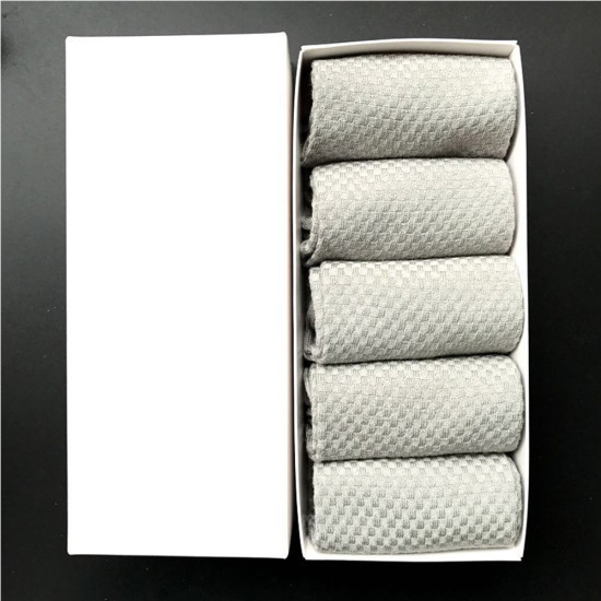 5 أزواج من جوارب الخيزران المضادة للبكتيريا، جوارب سوداء أنيقة من ألياف الخيزران مع علبة طقم رجالي