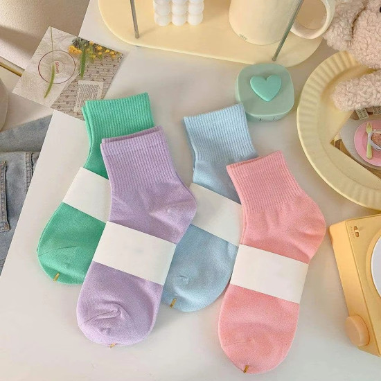 Personalized Knit Crew Women Letter Cotton Fashion Colorful Funny Custom Pattern Korean Cute Sheer Socks Women