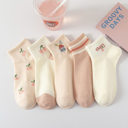5 Pairs Set of Short Socks for Women, Cute Low-Cut High-Quality Premium Sports Socks