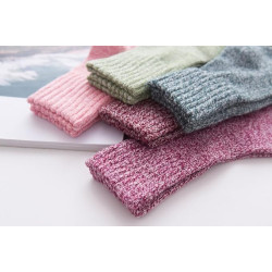 5 أزواج من الجوارب الشتوية الحرارية النسائية جوارب نسائية سميكة محبوكة دافئة ومريحة من الصوف والقطن بتصميم كلاسيكي