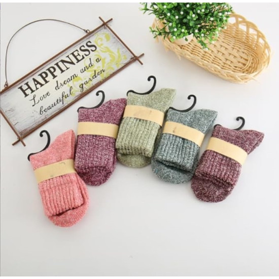 5 أزواج من الجوارب الشتوية الحرارية النسائية جوارب نسائية سميكة محبوكة دافئة ومريحة من الصوف والقطن بتصميم كلاسيكي