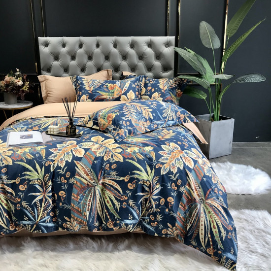 Luxury Bed Cover Bedding Set  Bed Linen Reactive Printing 100% Cotton 300 Thread Count Comforter Set
